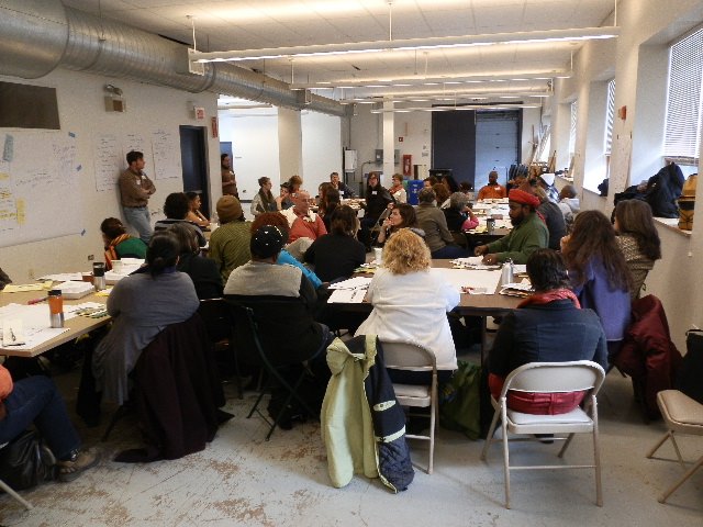 Gardeners brainstorm at a community organizing breakout session at CCCG.