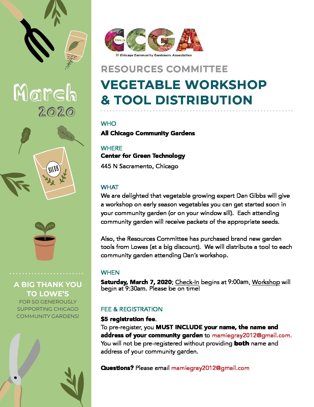 CCGA Vegetable Workshop & Tool Distribution