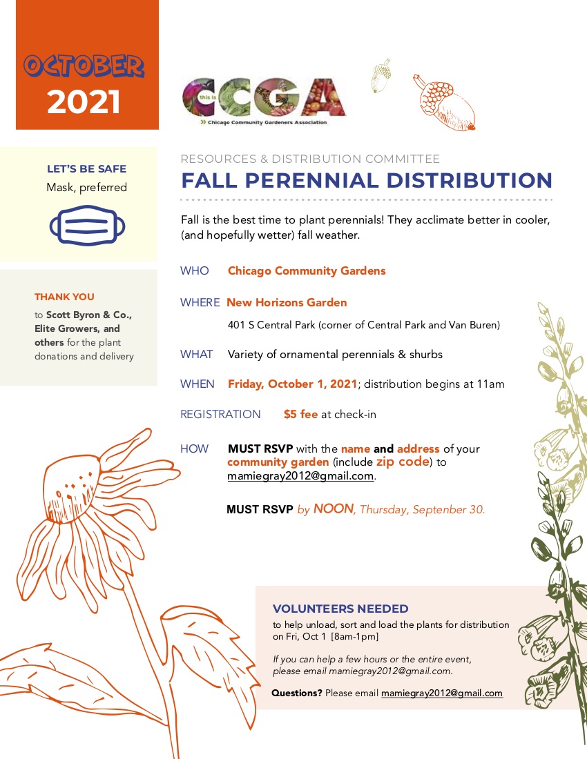 Fall Perennial Distribution Friday Oct 1st