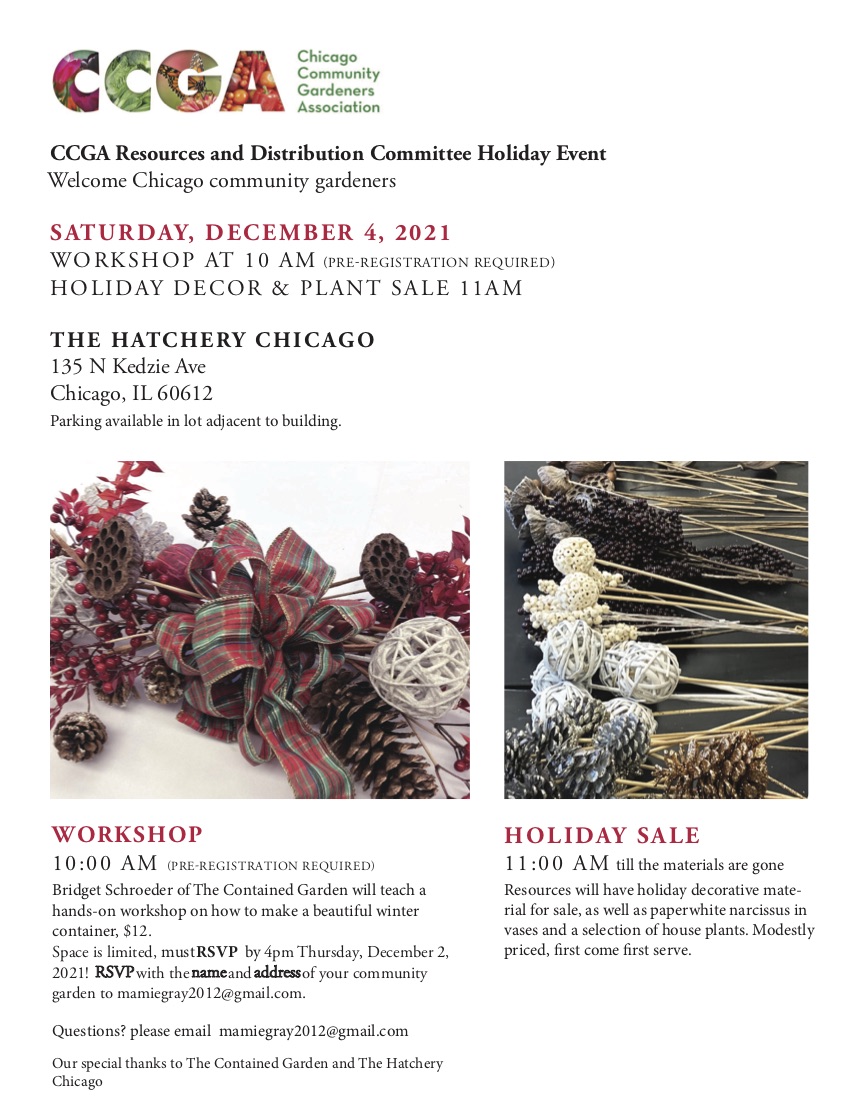Winter Container Workshop & Holiday Décor and Plant Sale Saturday December 4th