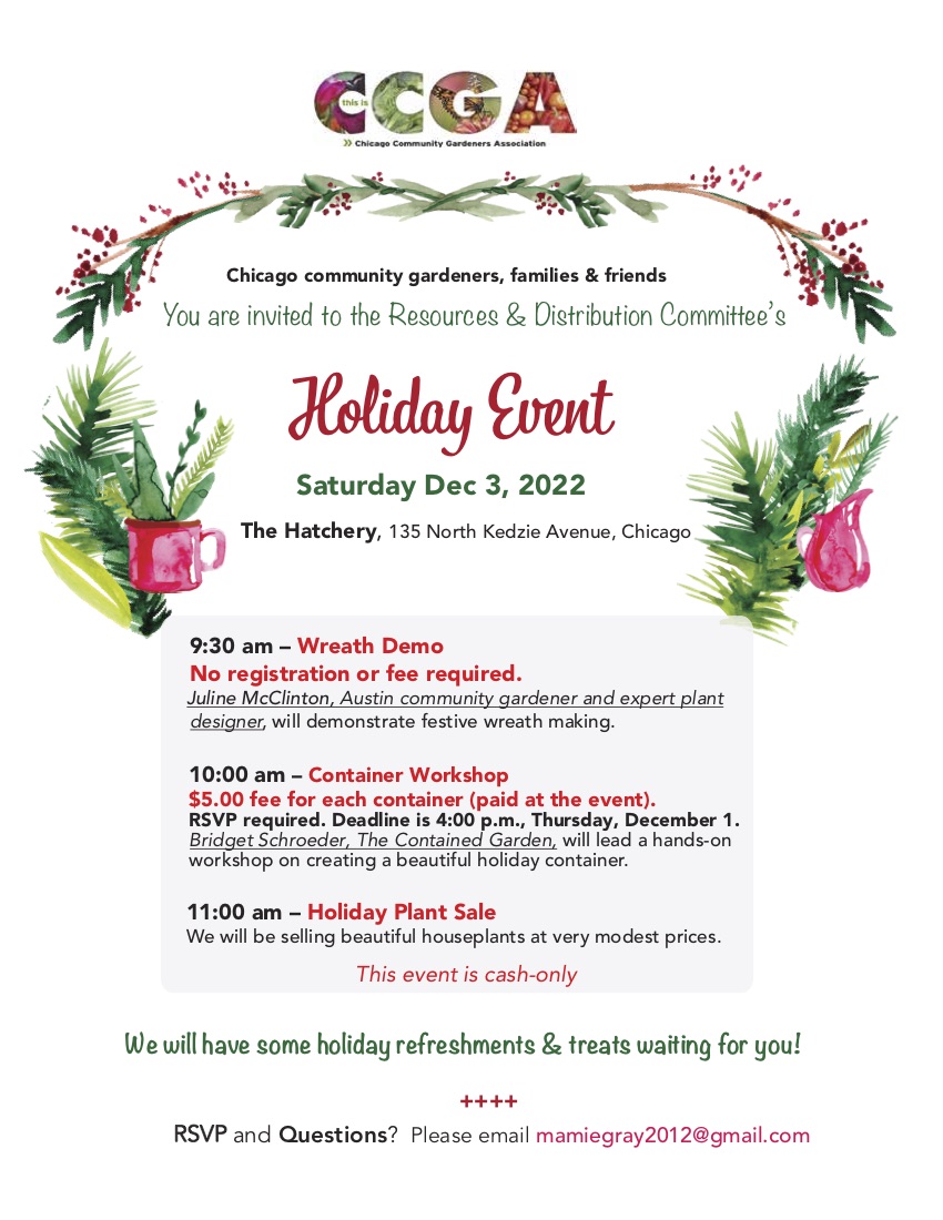 Wreath Making Demo, Container Workshop & Holiday Plant Sale – Saturday December 3rd