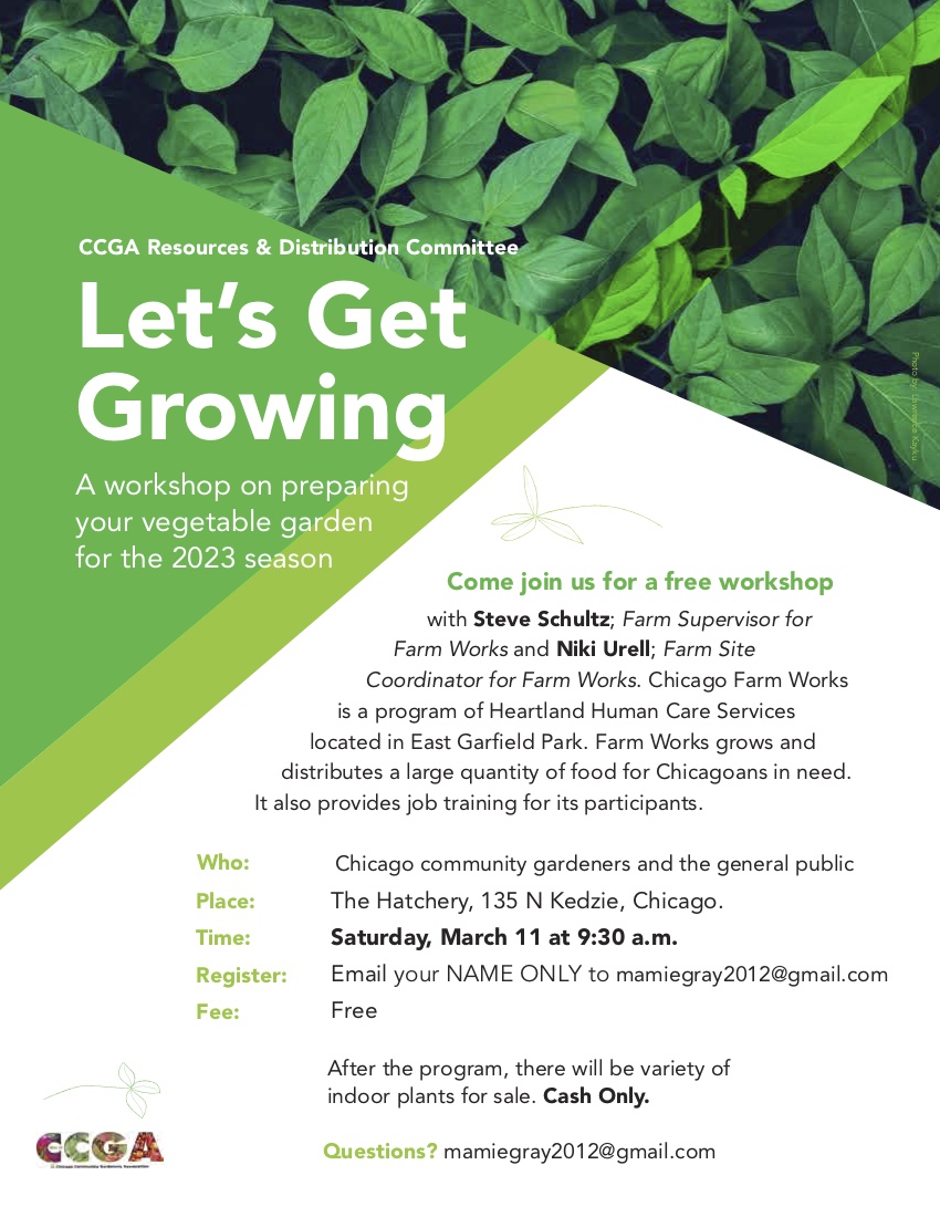 CCGA Growing Workshop Saturday March 11 at 9:30am
